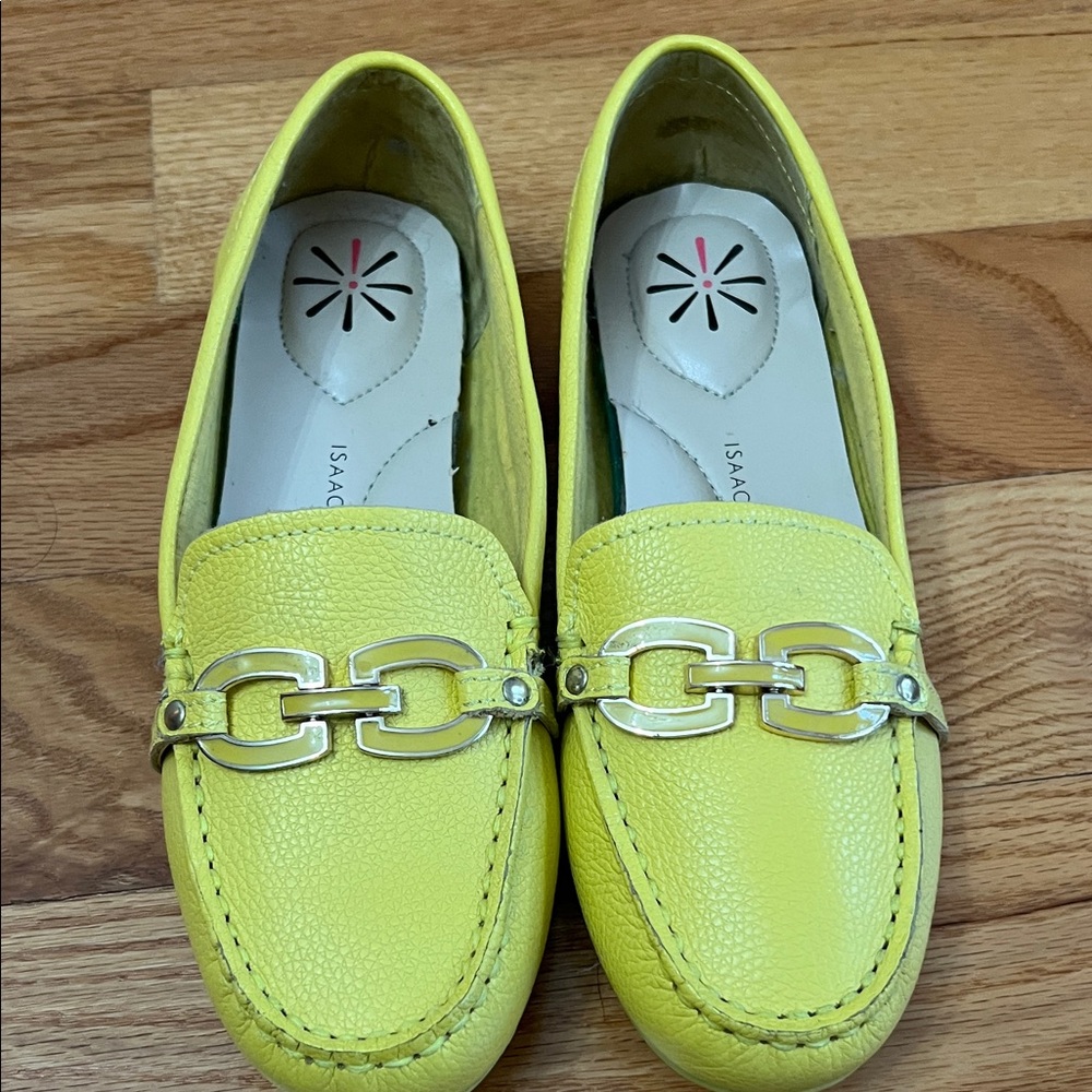 Isaac Mizrahi Lemon Yellow Flats with Metallic Details